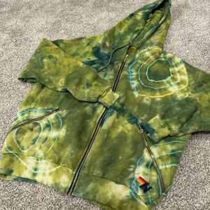 Aviator Nation Green Tie-Dye Zip Hoodie